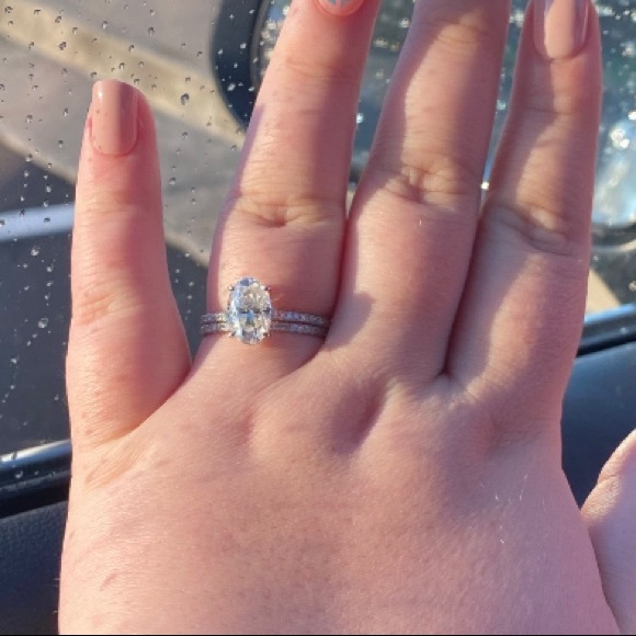 foreverforlove Jewelry - Custom Oval Hidden Halo Moissanite Ring